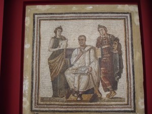 il mosaico Virgilio tra le Muse Clio e Melpomene al museo del Bardo