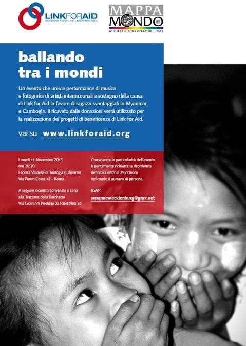 Mappamondo e Link For Aid solidarietà per Myanmar e Cambogia