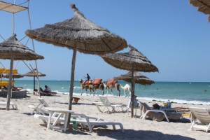 Tunisia spiaggia con cammelli