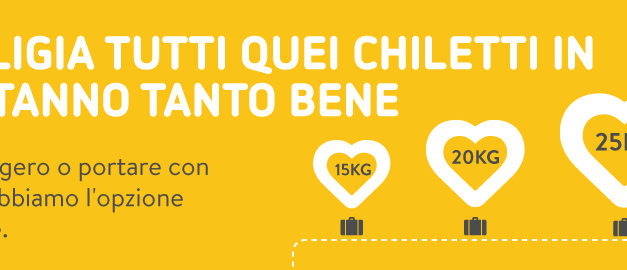 Vueling introduce 4 nuove opzioni di peso per il bagaglio da stiva: 15, 20, 25 e 30 kg