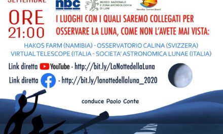 “OBSERVE THE MOON NIGHT 2020”, 26 settembre  La notte della Luna dall’Italia, dalla Svizzera e dalla Namibia