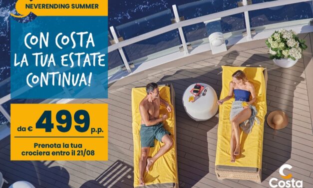 Costa Crociere: estate infinita con una promozione valida fino al 21 agosto 2023