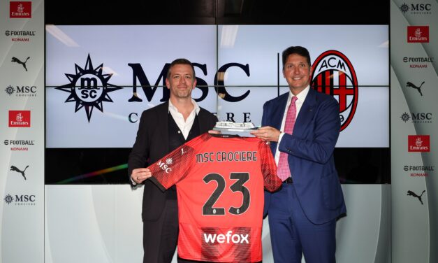 Sigrato accordo MSC Crociere e AC Milan. La Compagnia di navigazione è Principal Partner e Official Sleeve Partner dei rossoneri